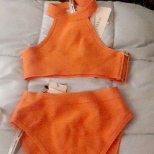 NWOT House of CB London two piece orange swim suit